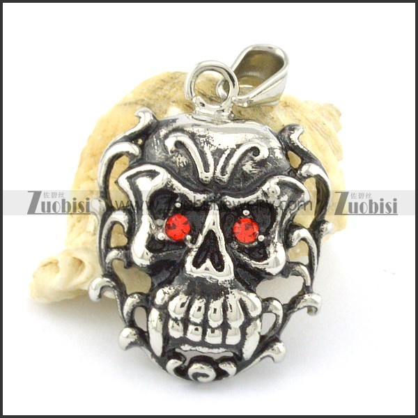 stainless steel skull pendant p001314