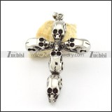 Stainless Steel Skull Cross Pendant -p000874
