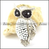 Stainless Steel Owl Pendant with White Beads -p001162