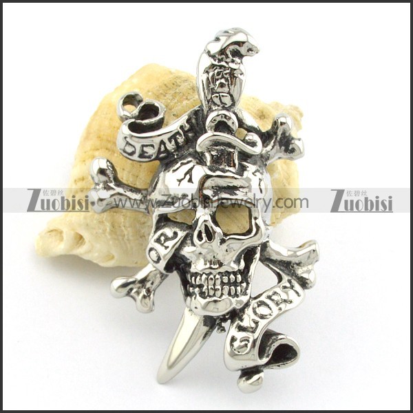 stainless steel skull pendant p001310