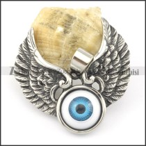small wing pendant with blue eye ball p001579