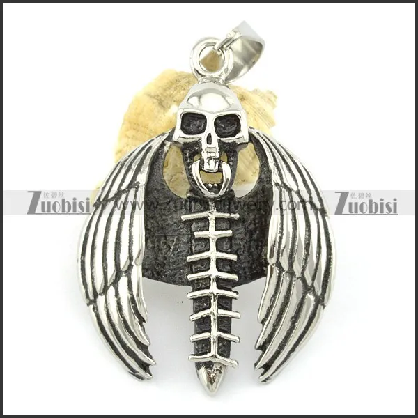 stainless steel skull pendant p001313
