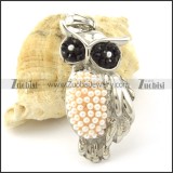 Nice-looking 316L Steel Owl Pendant with Small Pearl p001160