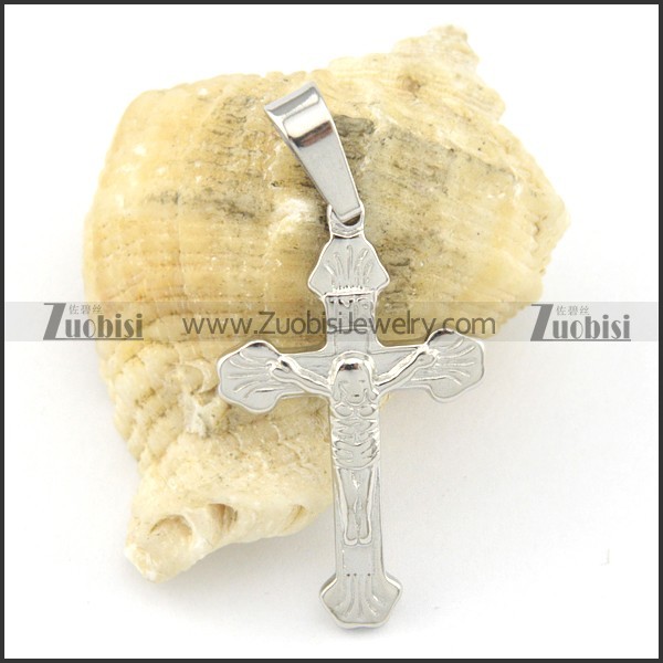 jesus cross pendant in stainless steel p001591