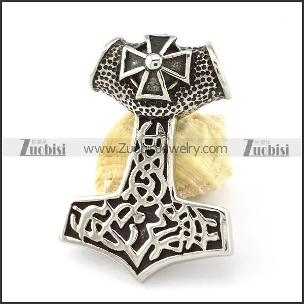 Stainless Steel Cross Hammer of Thor Pendant -p000854