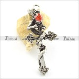 clear ruby zircon snake cross pendants p001499