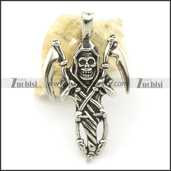 stainless steel skull pendant p001465