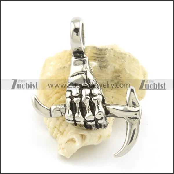 stainless steel skull pendant p001469
