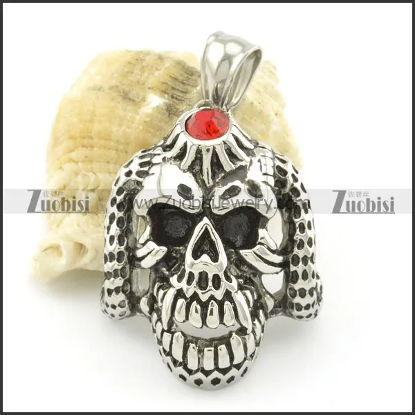 stainless steel skull pendant p001468