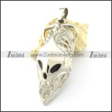 Bloodcurdling Skull Pendant in Stainless Steel With Black Eyes and Nose -p001073