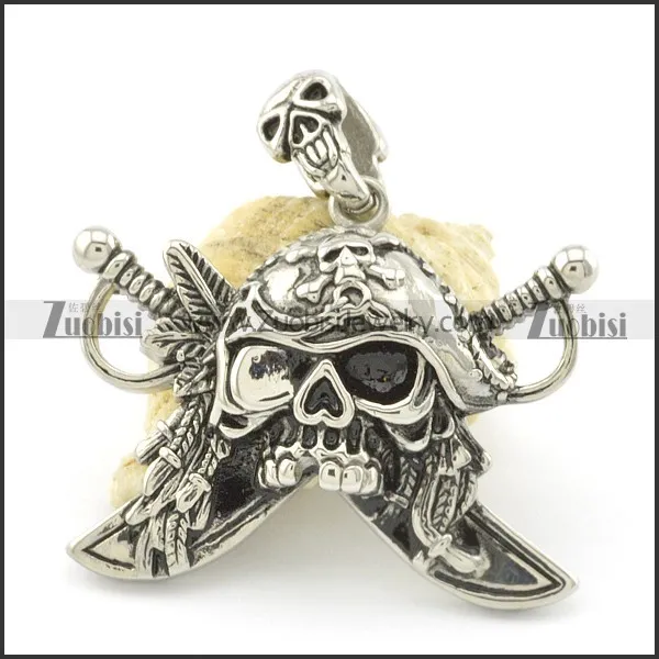 stainless steel skull pendant p001467