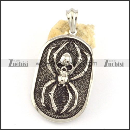 big spider dog tag pendant with skull head p001558