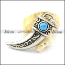turquoise stone wolf tooth pendant p001355