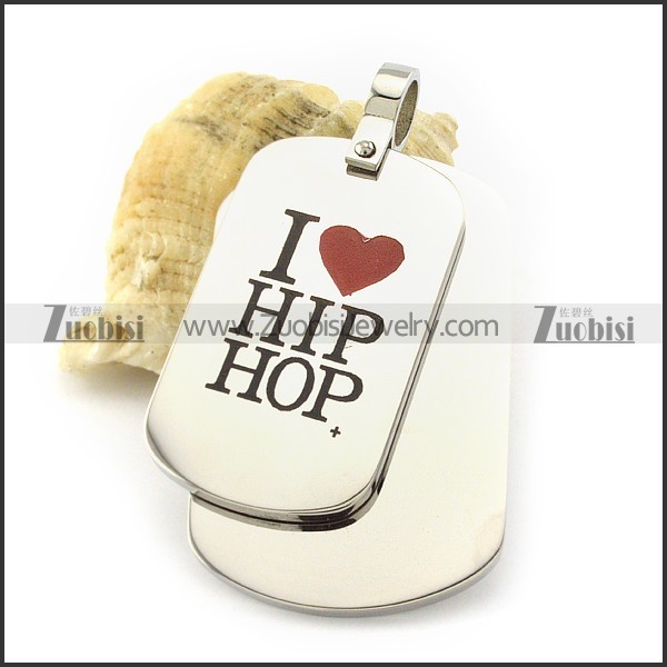 hot welcome personalized dog tags with I LOVE HIP HOP -p001223