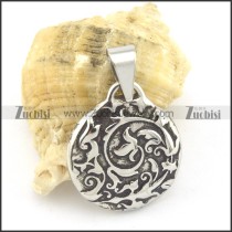 beautiful flower totem pendant in stainless steel p001534