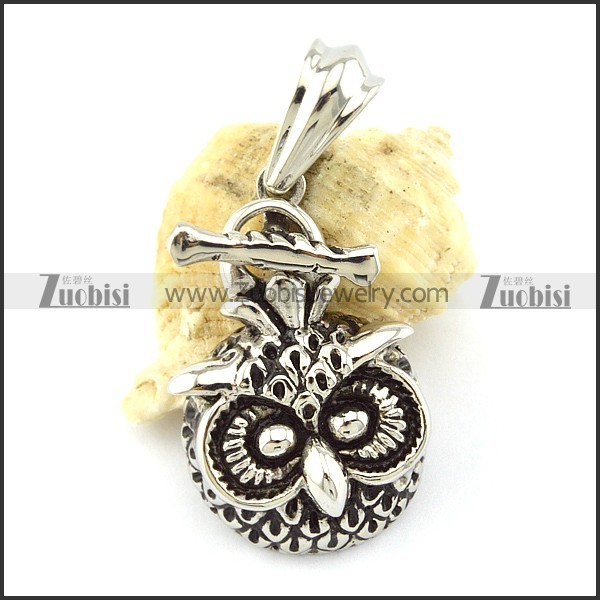 Steel Owl Charm with Melon Seed Buckle -p001125