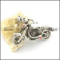 stainless steel motorcycle bike pendant with 2 moveable wheels p001471