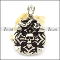 Stainless Steel Snake and Skull Tag Pendant -p001119