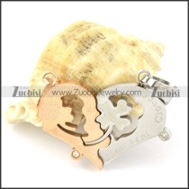 top quality 316L Steel Heart Couples Pendants -p000957