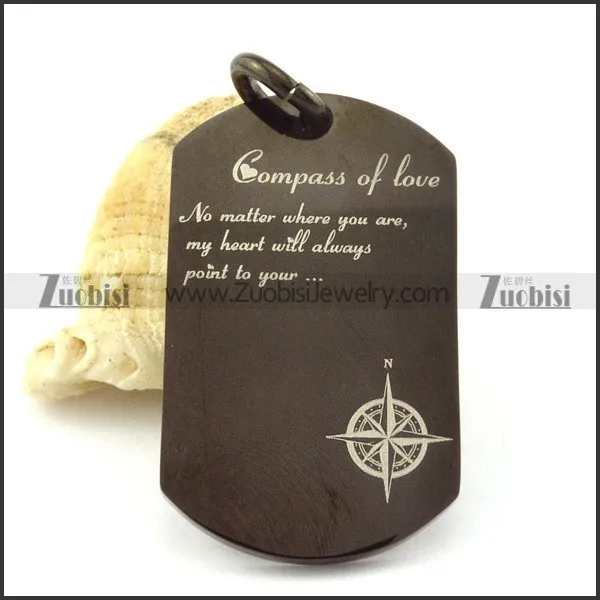 Hot Selling Noncorrosive Steel dog tag pendant with black plated -p001218