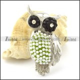 Stainless Owl Pendant with Green Background Body -p001161