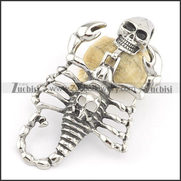 big stainless steel scorpion skull pendant p001594