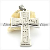 43mm stainless steel cross pendant with great wall pattern p001379