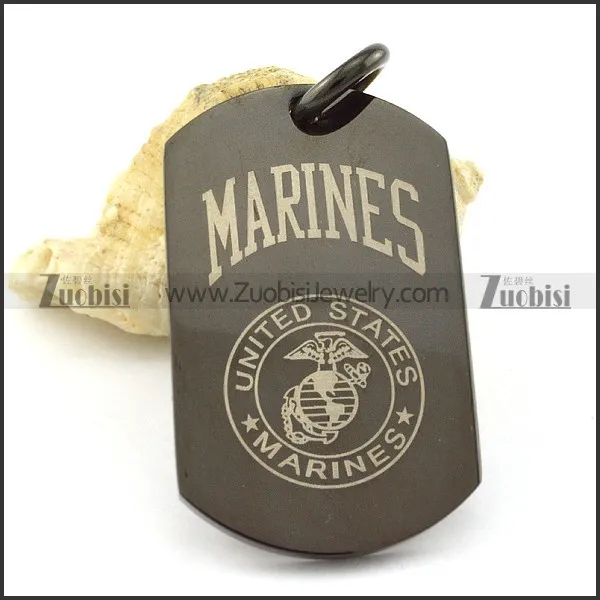 the Best Nonrust Steel dog tag pendant with black plated -p001220
