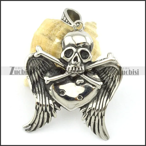 stainless steel skull pendant p001312