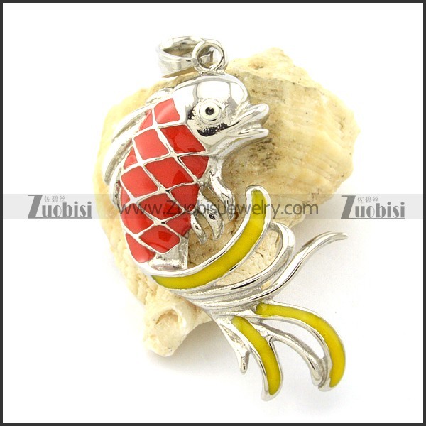 Stainless Steel Carp Pendants in Red Epoxy -p001174