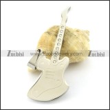silver stainless steel guitar pendant with 9 rhinestones p001232