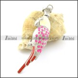 Pink Stainless Steel Parrot Pendants -p001167