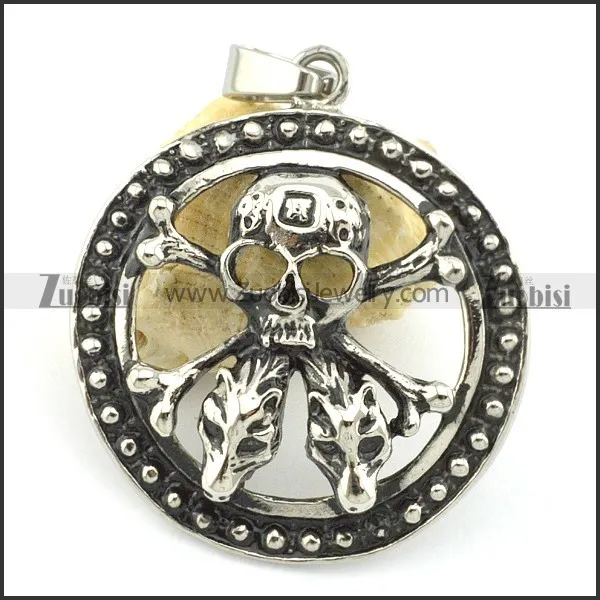 stainless steel skull pendant p001311