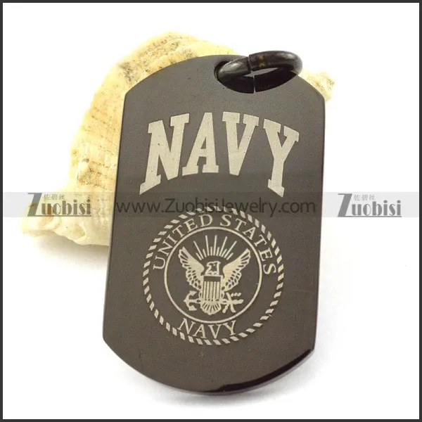 Hot Selling 316L Steel dog tag pendant with black plated -p001221
