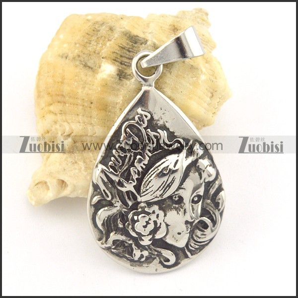 noblewoman oval pendant in stainless steel p001538