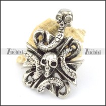 skull pendant with snake in size of 49mm p001554