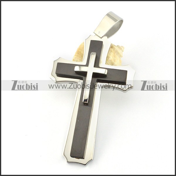 Black Big Stainless Steel Cross Pendant -p000899