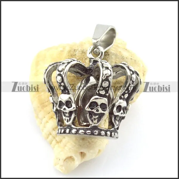 stainless steel skull pendant p001308