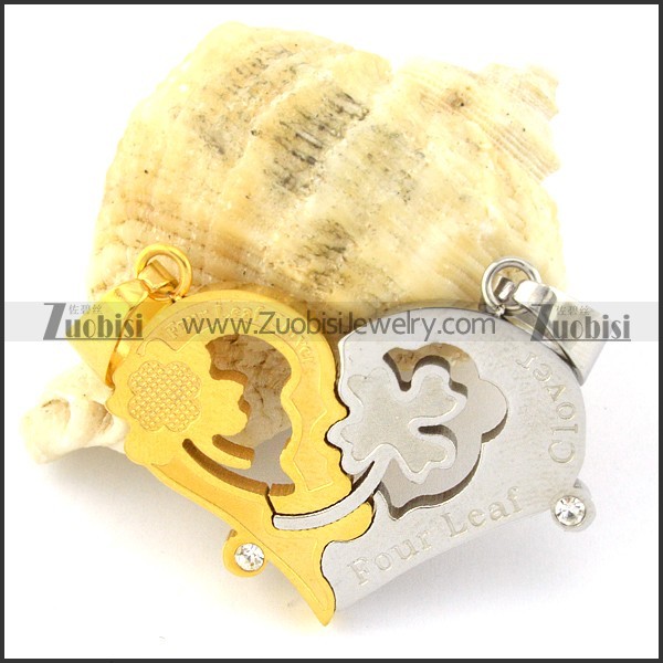 hot selling Steel Heart Couples Pendants -p000956