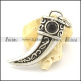 solid black stone wolf's fang pendant p001354