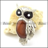 Big Eye Owl Pendant with Brown Epoxy -p001165