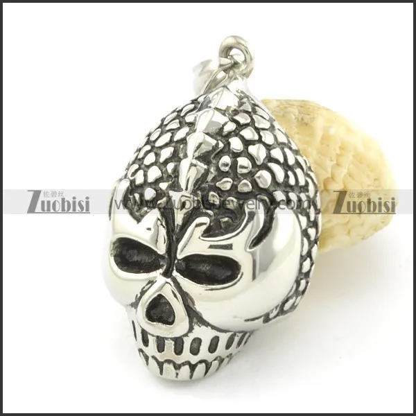 stainless steel skull pendant p001463