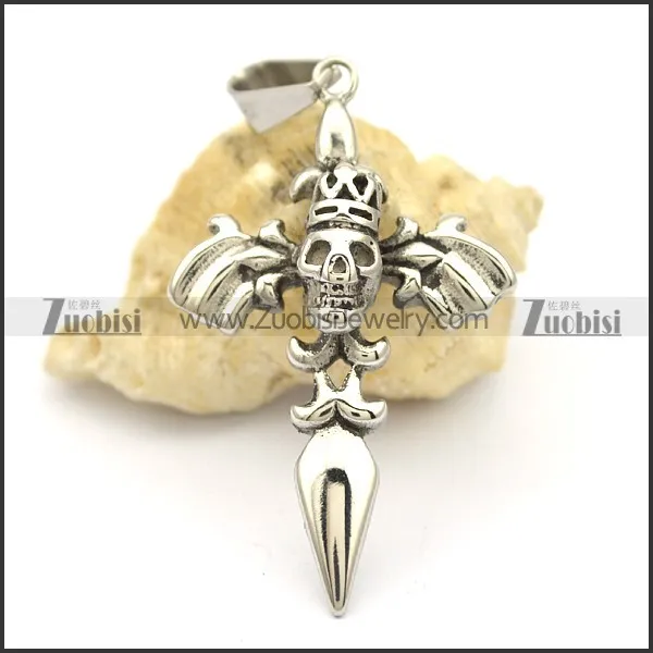 cross shaped skull pendant p001711