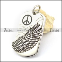 wing tag pendant with peace sign logo p001770
