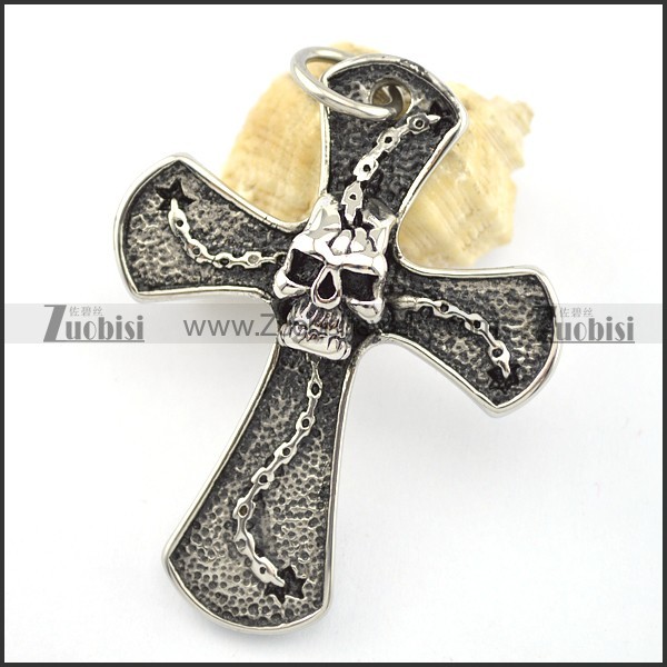 skull head cross pendant p001607