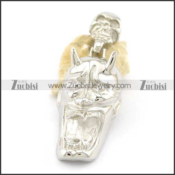 big metal tone 2 skulls pendant p001604