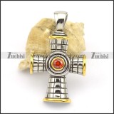 normal cross pendant with red zircon p001716