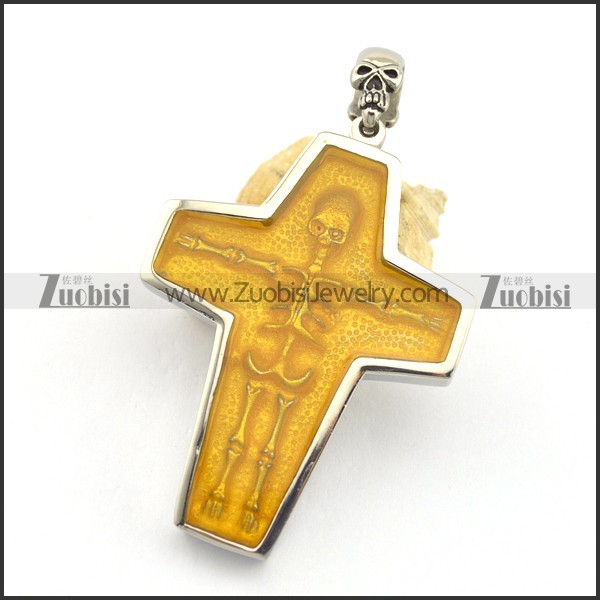 Cross Pendants for Men Epoxy Human Skeleton p001873