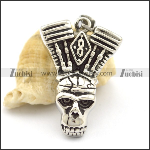 motor engine skull pendant for bikers p001758