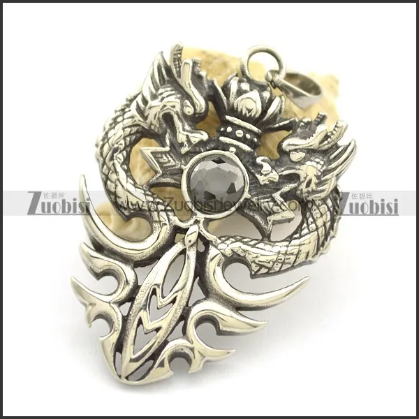Double Dragon Played with Dark Black Rhinestone Sword p002204